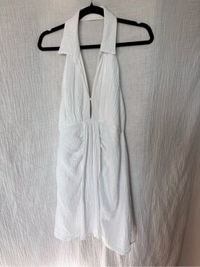 mahina White Strapless Halter Collared Summer Dress
